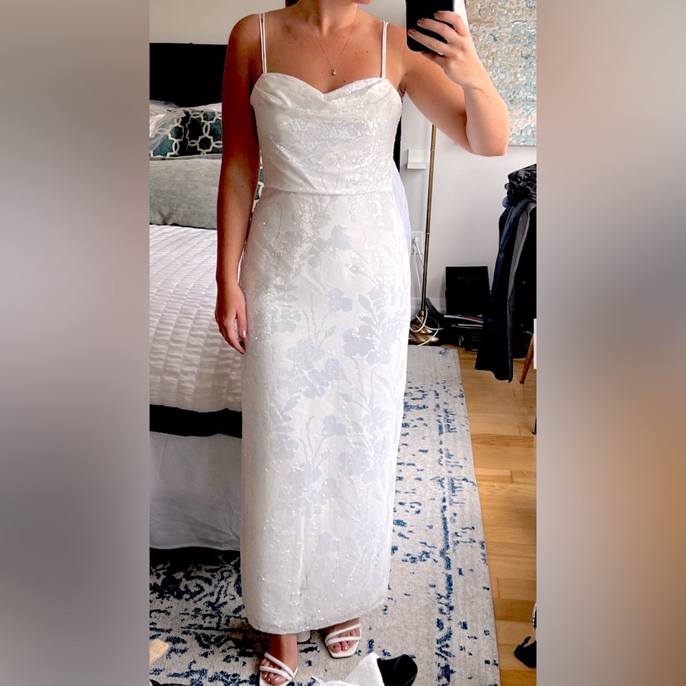 (Theia Couture) Saylor Sequin Cowl Dress - size 16